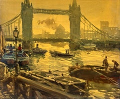 Impressionniste London Working Boats Aquarelle de Ceferino Olivé
