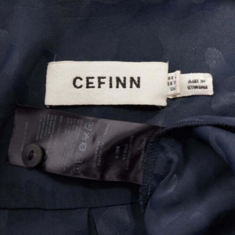 CEFINN Spencer navy camouflage jacquard satin cropped wide jumpsuit UK6 XS For Sale 3