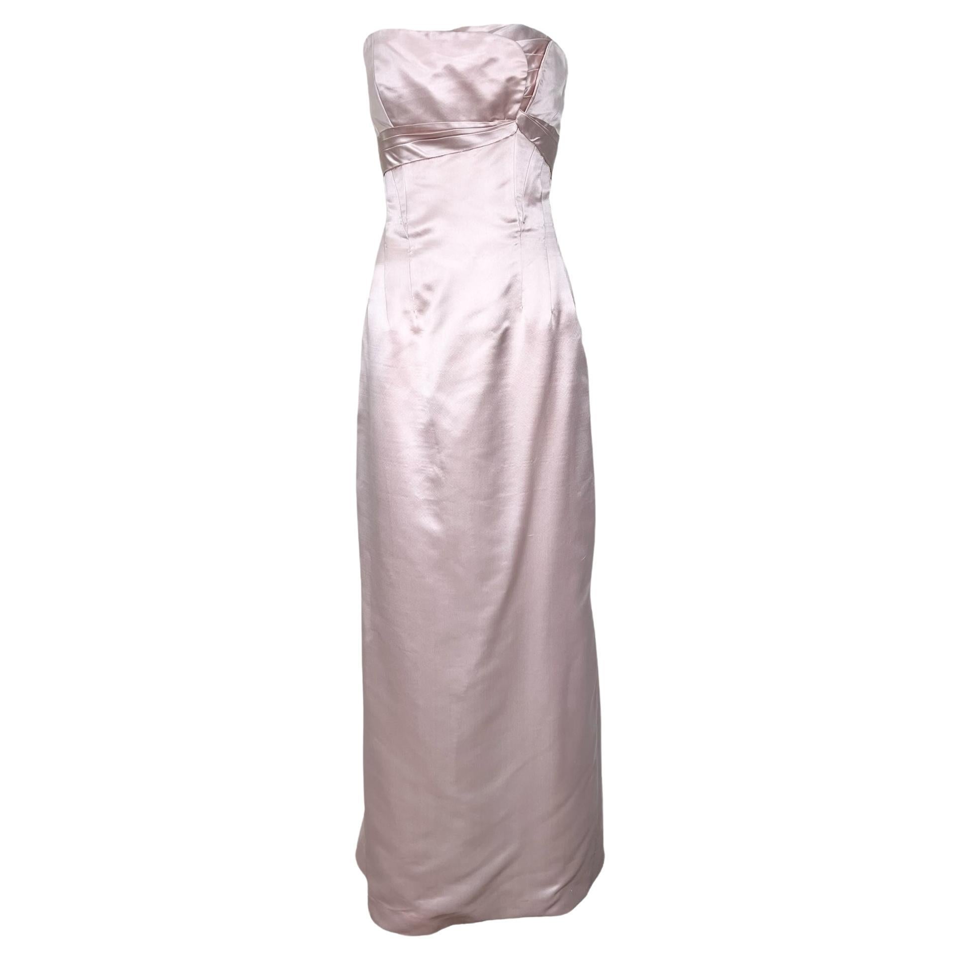 Ceil Chapman 1950 - Robe en soie sans bretelles rose chair
