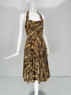 Ceil Chapman 1950s Printed Cotton Self Bust Halter Neck Sun Dress & Bolero