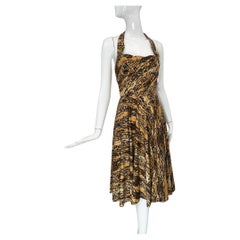 Ceil Chapman 1950s Printed Cotton Self Bust Halter Neck Sun Dress & Bolero