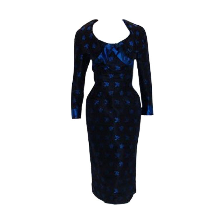 Ceil Chapman Black and Blue Silk Cocktail Dress, Circa 1960 For Sale at ...