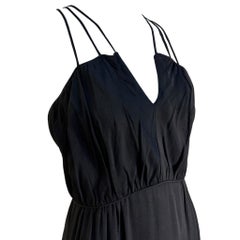 Ceil Chapman Black Spaghetti Straps Crepe Cocktail Gown, 1960s