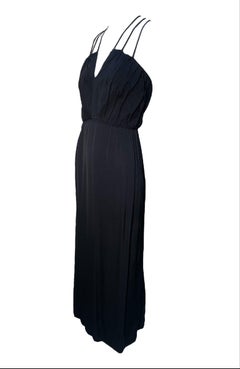 Ceil Chapman Black Spaghetti Straps Crepe Cocktail Gown, 1960s