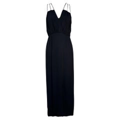 Ceil Chapman Vestido de cóctel negro de crepé con tirantes, años 60