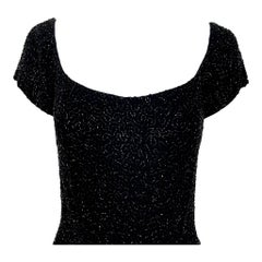 Ceil Chapman Early Heavily Beaded Black Party Dress, 1960s