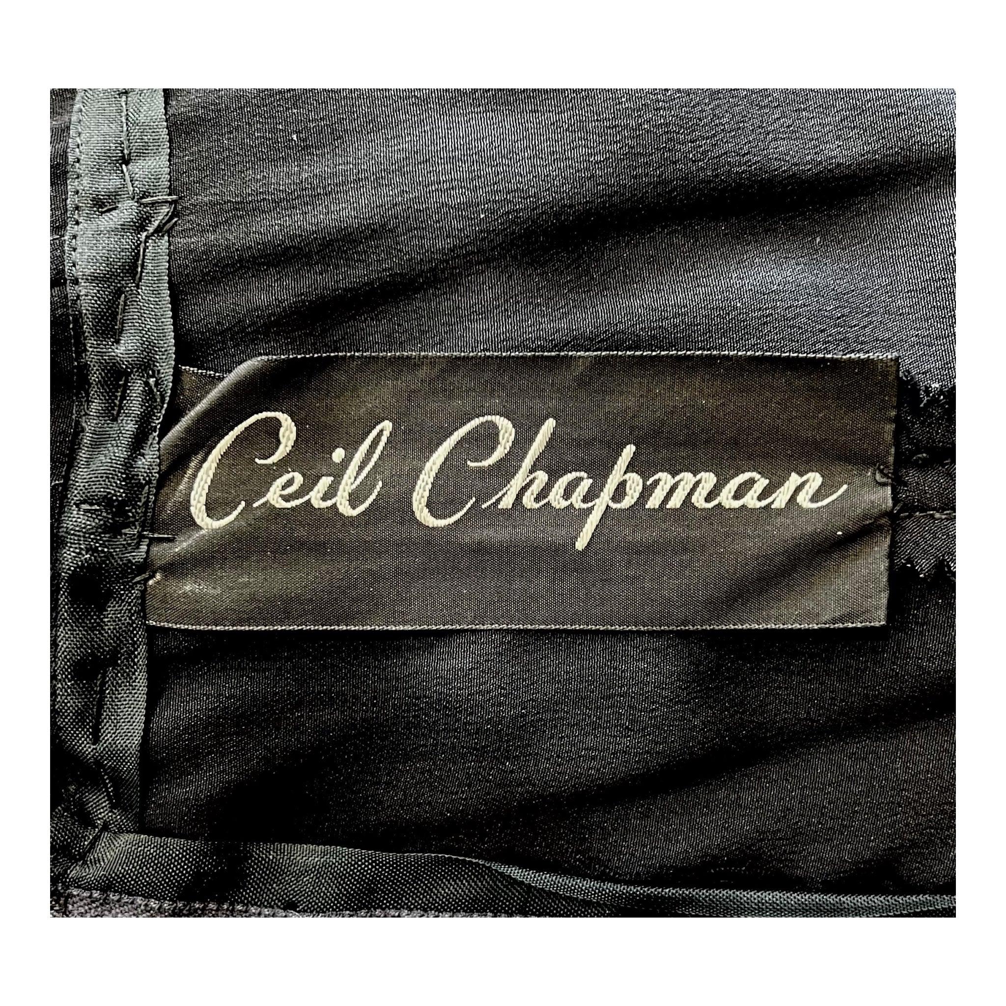 Ceil Chapman Vestido de fiesta negro con muchas cuentas, años 60 en Excelente estado para la venta en Los Angeles, CA
