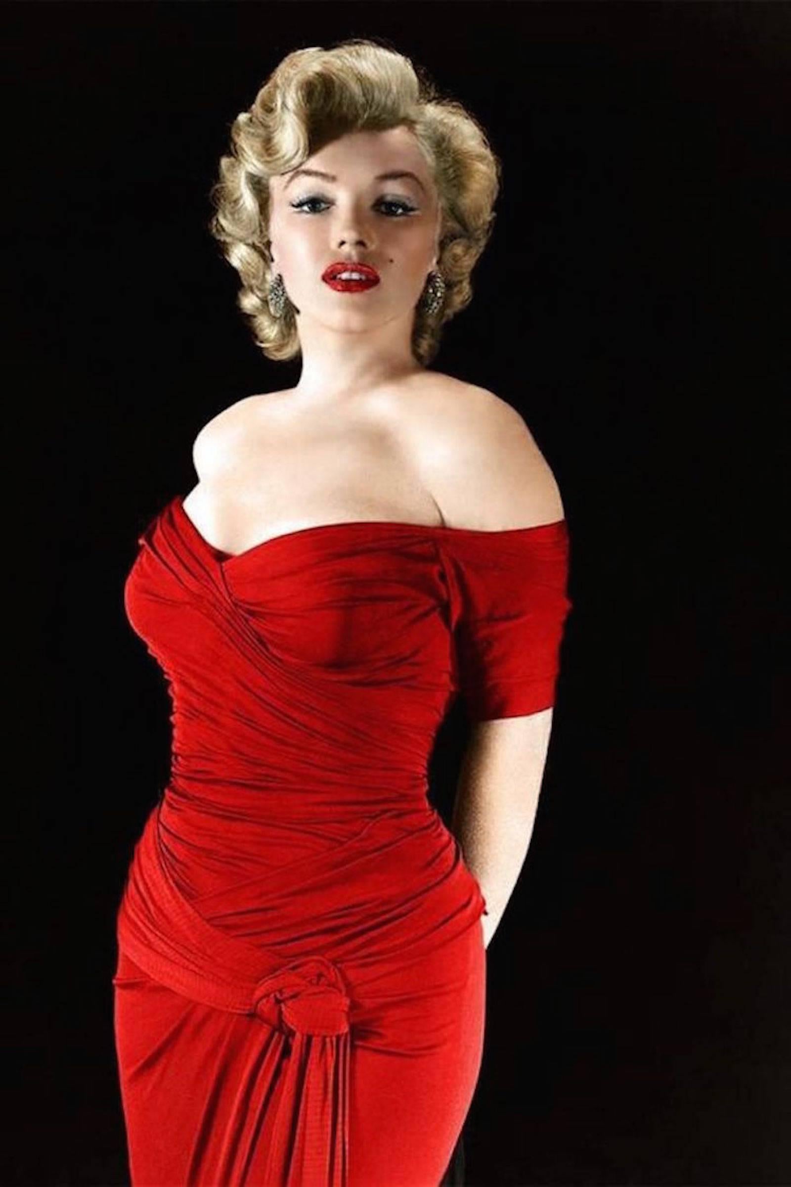 1950s Ceil Chapman iconic red silk chiffon dress.  Just like the one Marilyn Monroe wore.
34