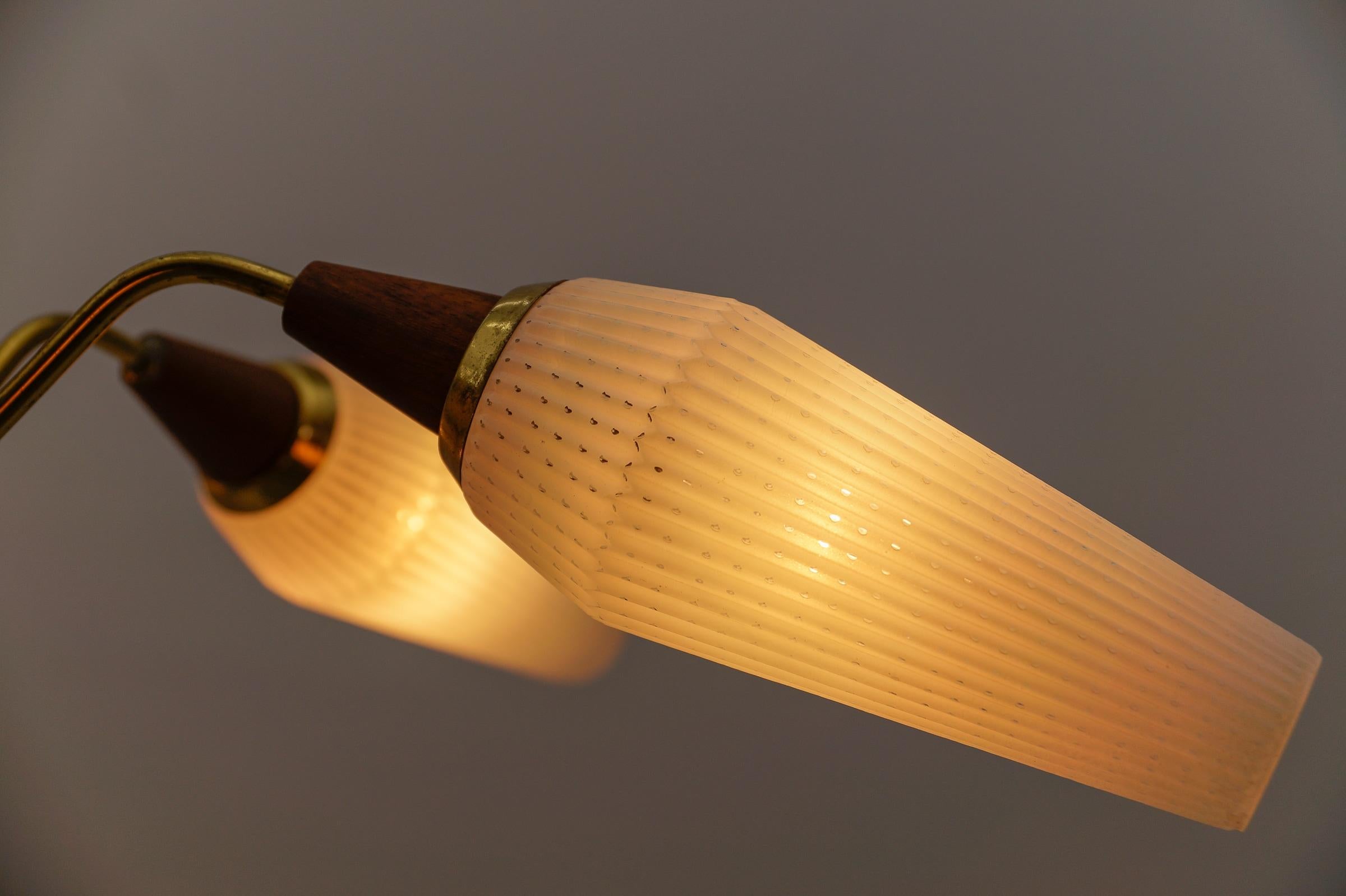 Ceiling 5-Light Sputnik Lamp in Teak, Brass and Glass, 1950s For Sale 5