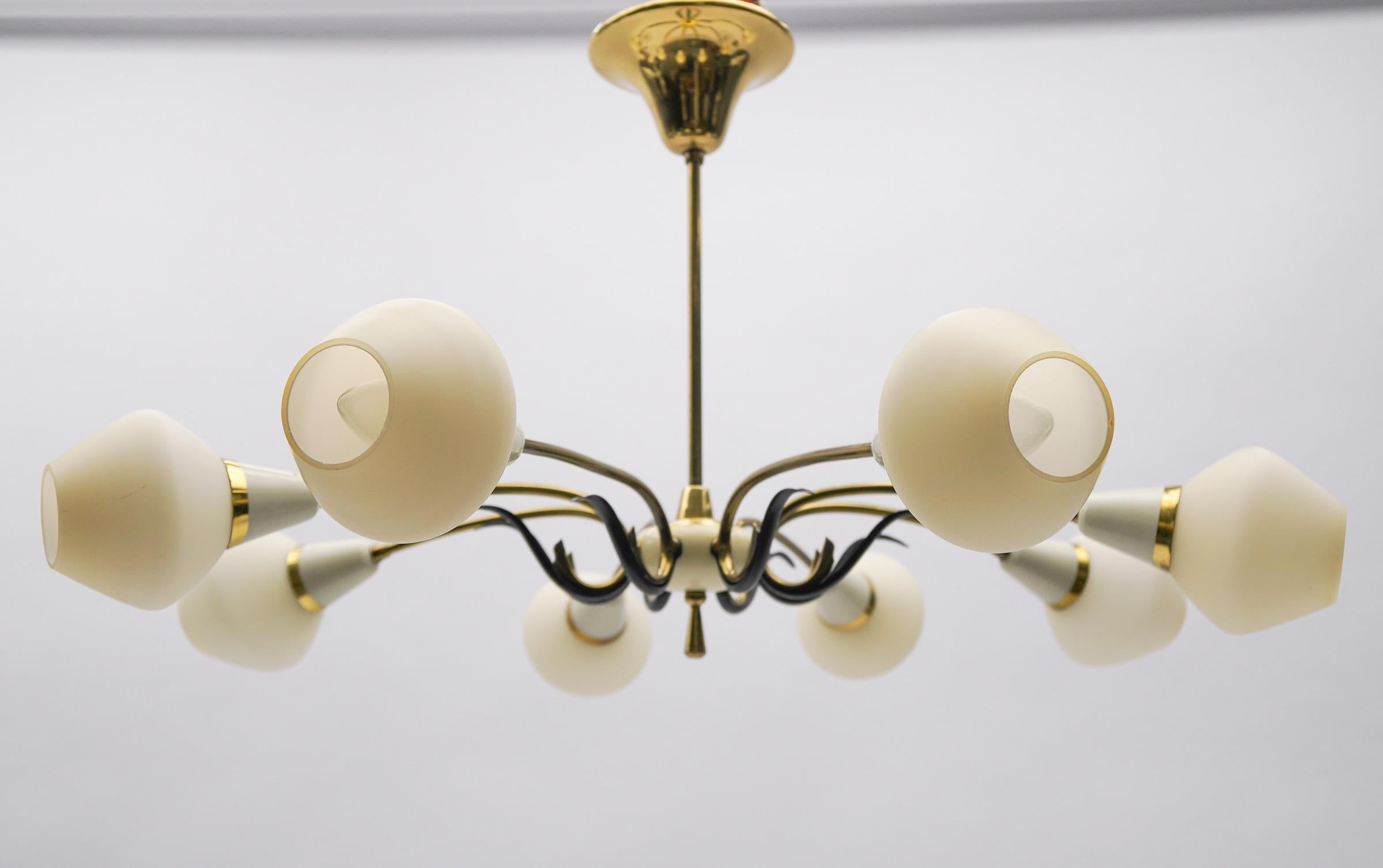 German Ceiling 8-Light Sputnik Lamp in the Style of Arteluce, Italy 1950s For Sale