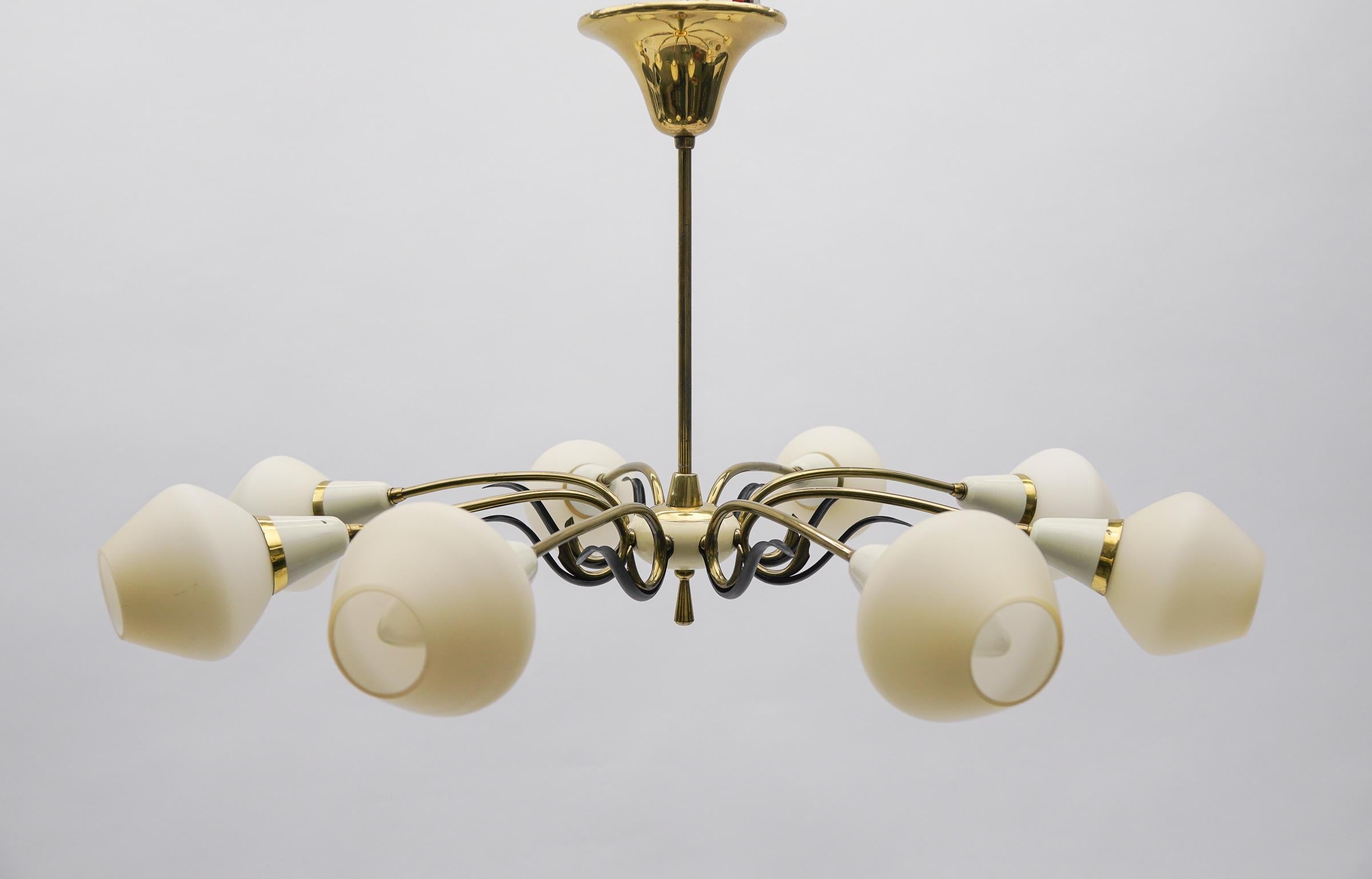 Metal Ceiling 8-Light Sputnik Lamp in the Style of Arteluce, Italy 1950s For Sale