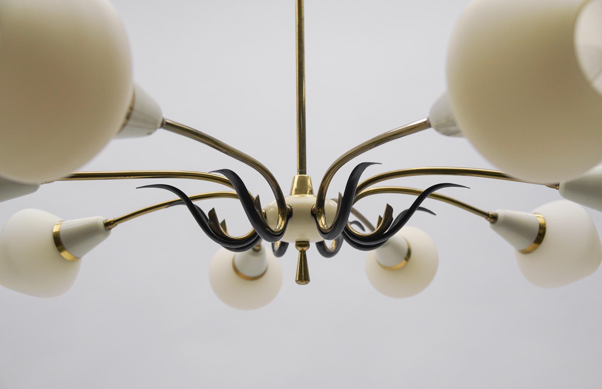 Ceiling 8-Light Sputnik Lamp in the Style of Arteluce, Italy 1950s For Sale 1