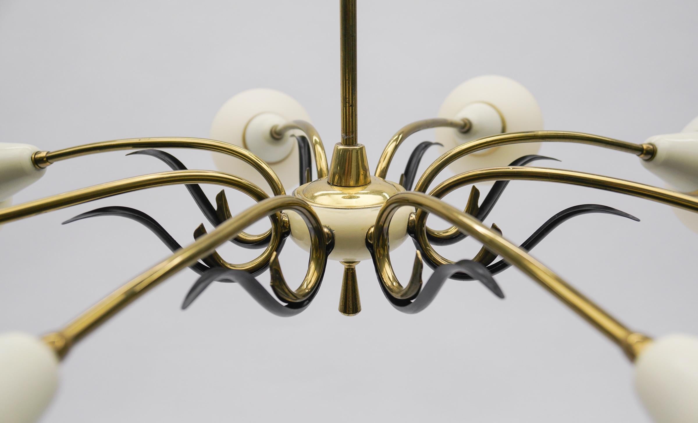 Ceiling 8-Light Sputnik Lamp in the Style of Arteluce, Italy 1950s For Sale 2