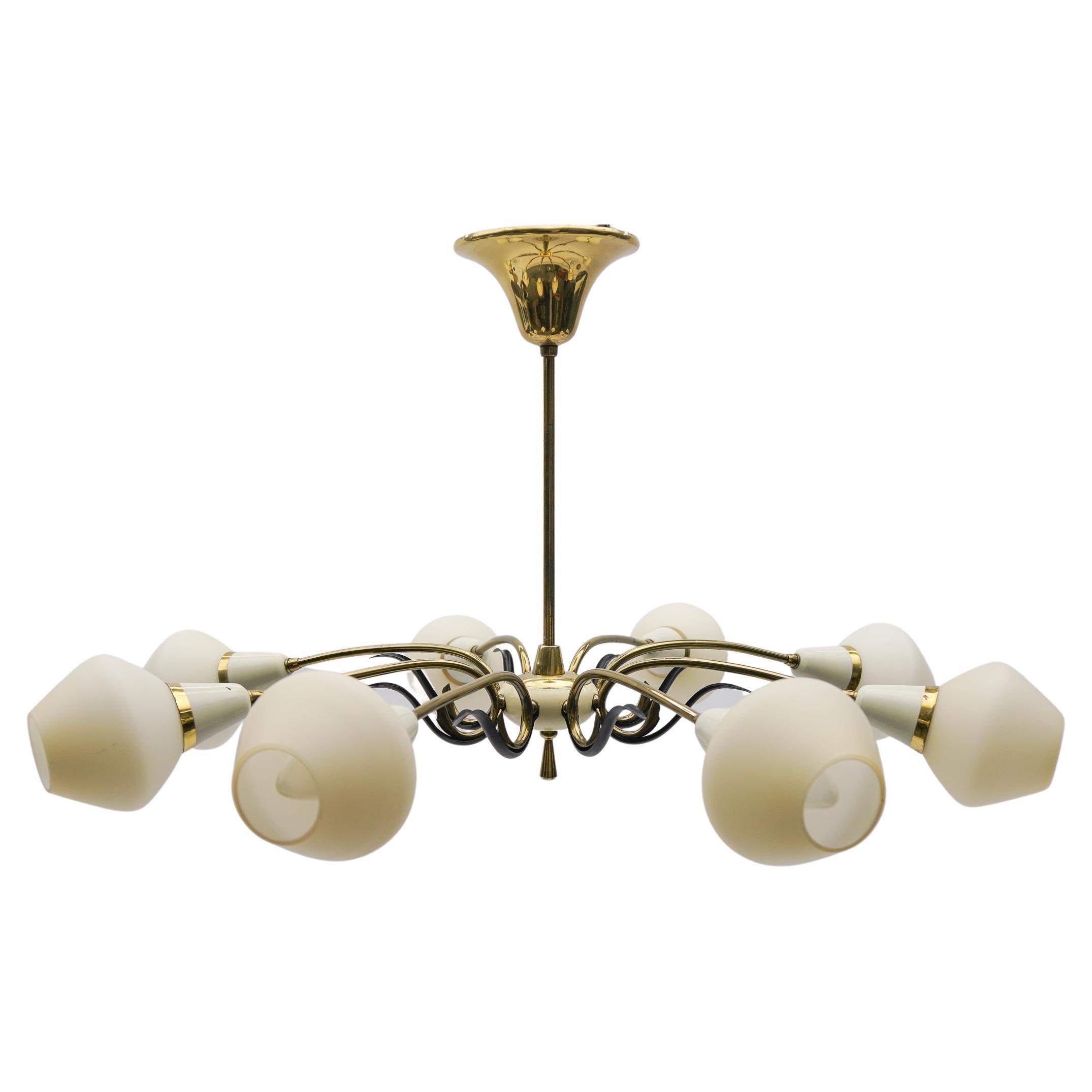 Ceiling 8-Light Sputnik Lamp in the Style of Arteluce, Italy 1950s For Sale