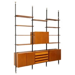 Ceiling Bookcase Teak Veneer, Italy, 1950s-1960s