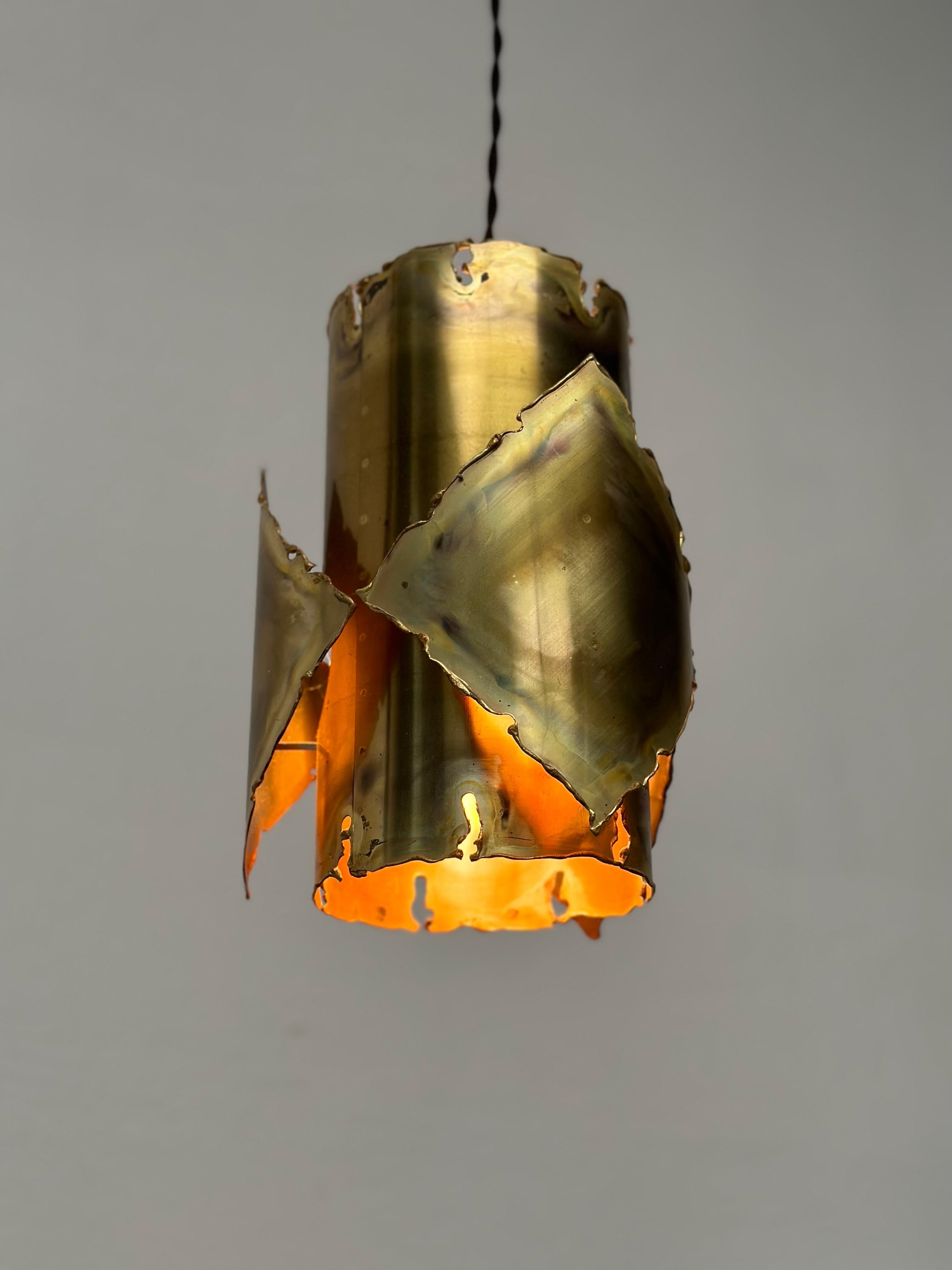 Danish Ceiling Brass Brutalist Lamp by Sven Aage Jensen for Holm Sørensen, 1960s For Sale