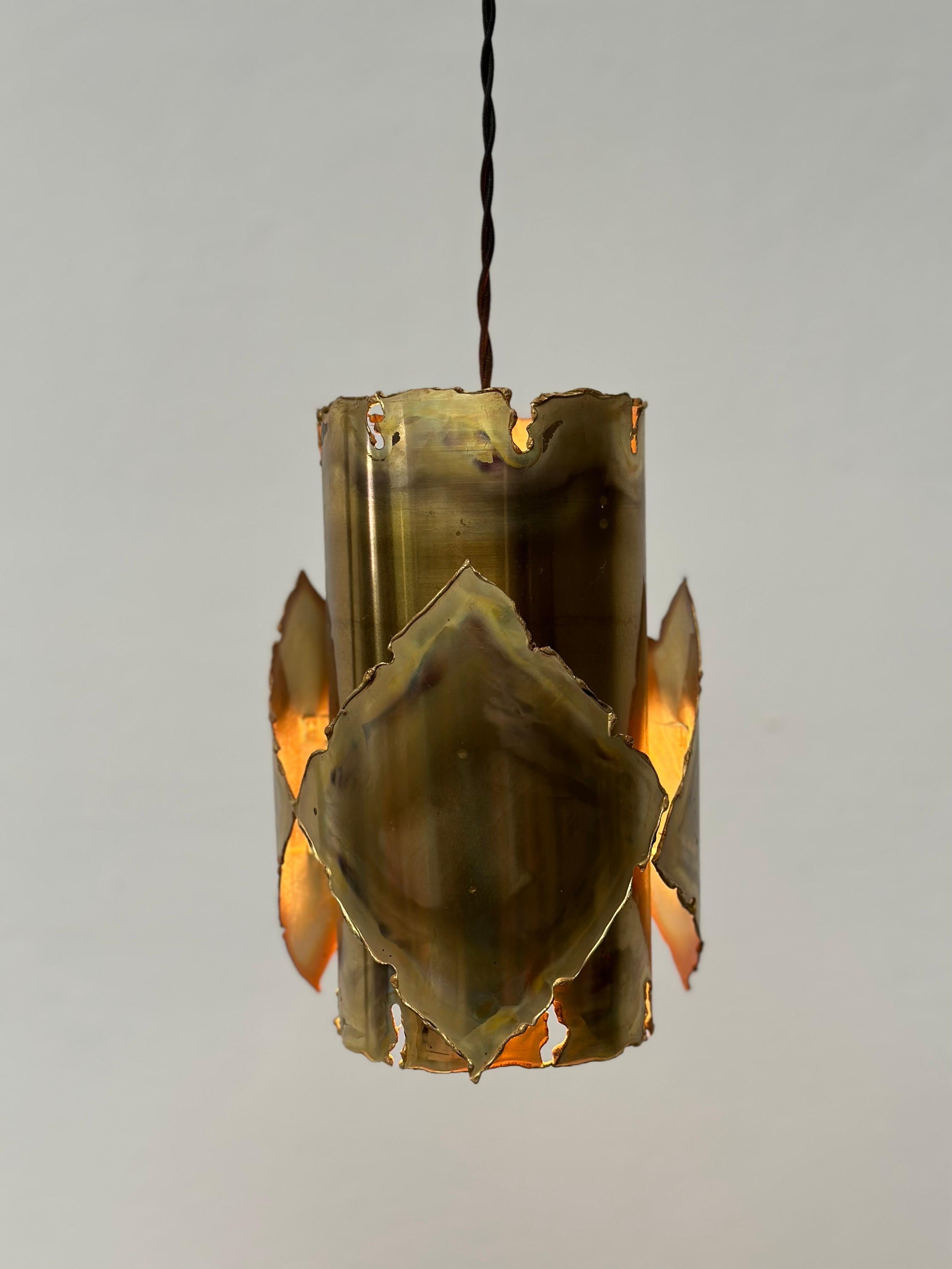 Mid-20th Century Ceiling Brass Brutalist Lamp by Sven Aage Jensen for Holm Sørensen, 1960s For Sale