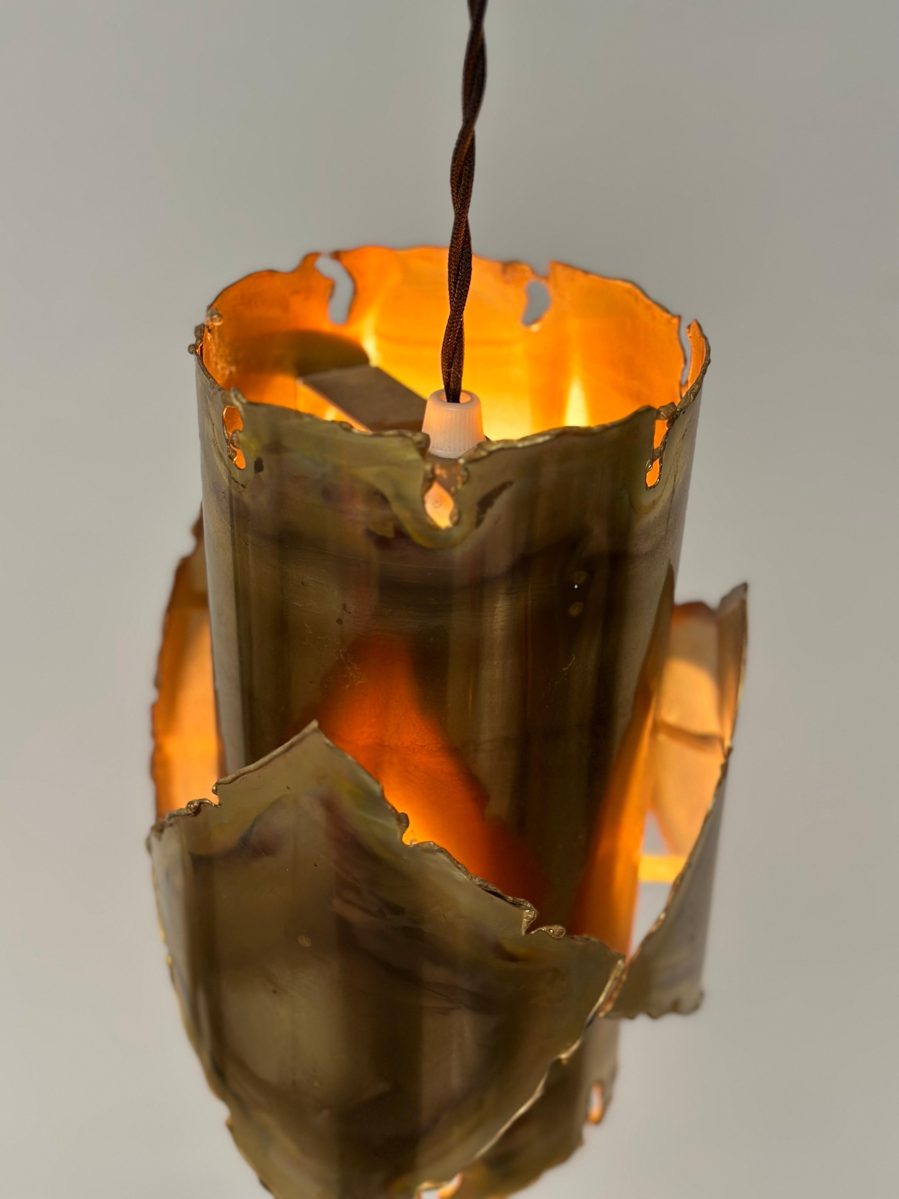 Ceiling Brass Brutalist Lamp by Sven Aage Jensen for Holm Sørensen, 1960s For Sale 1
