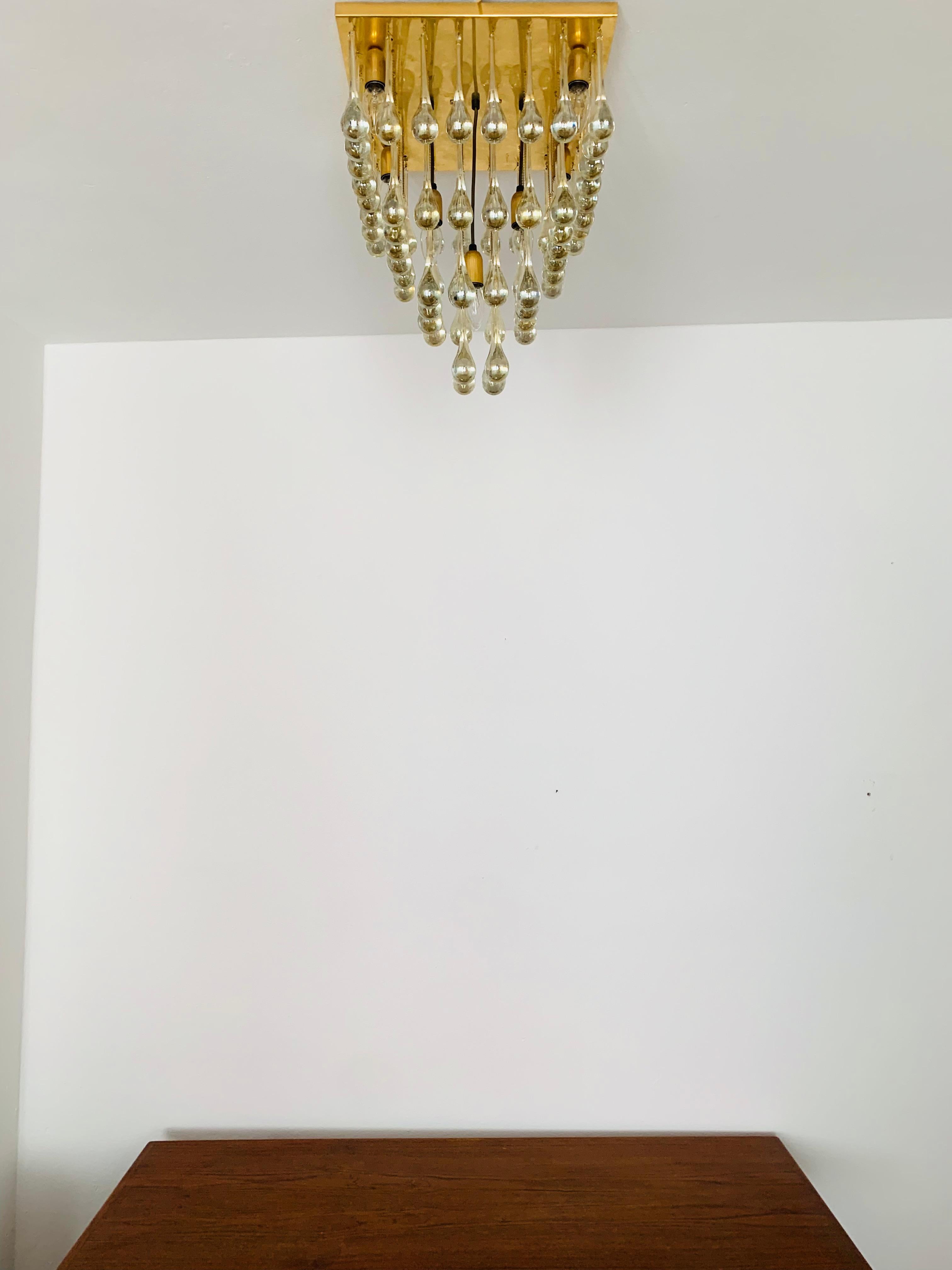 Hollywood Regency Ceiling chandelier by Ernst Palme For Sale