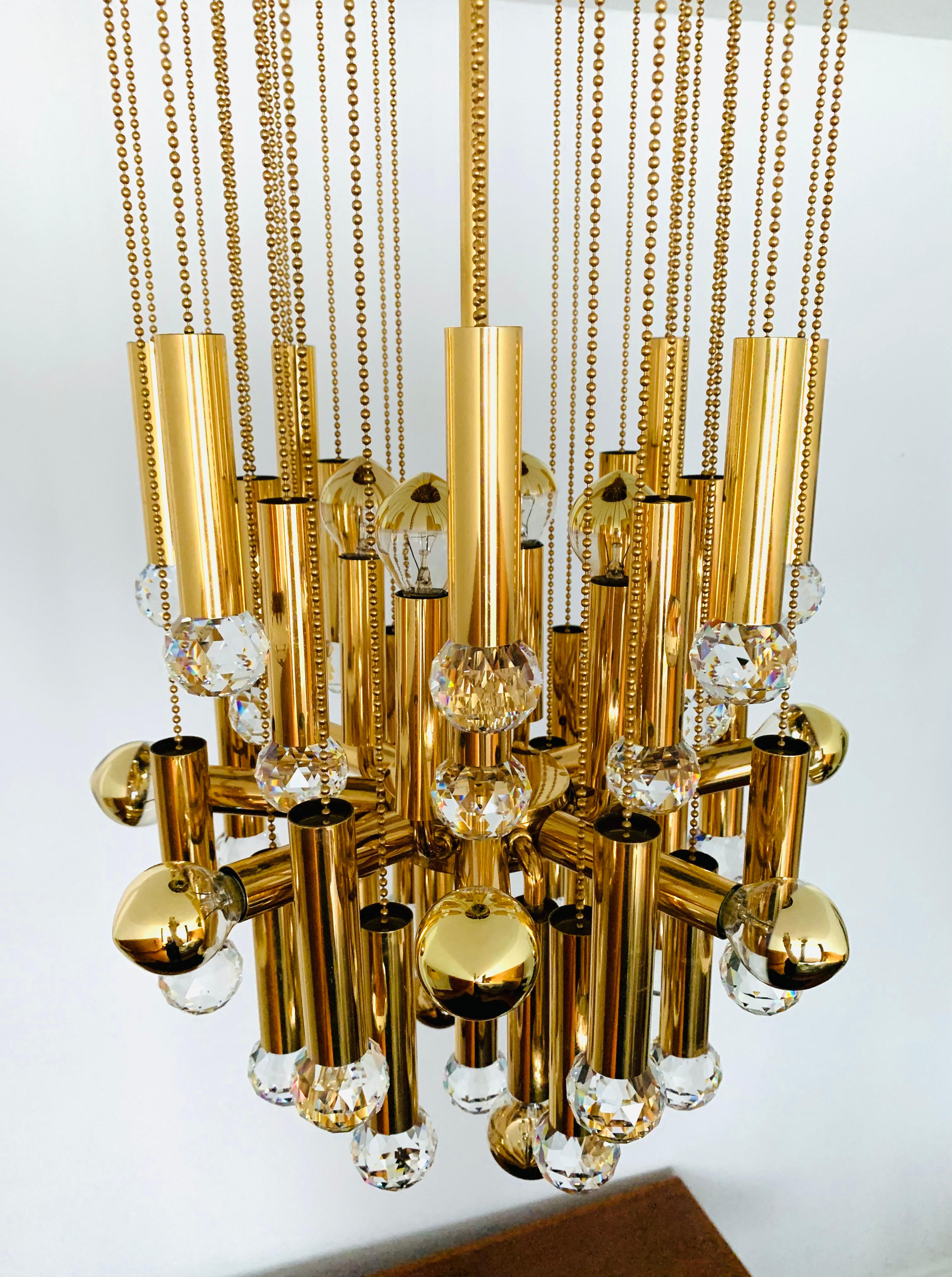 Metal Ceiling Chandelier by Ernst Palme For Sale