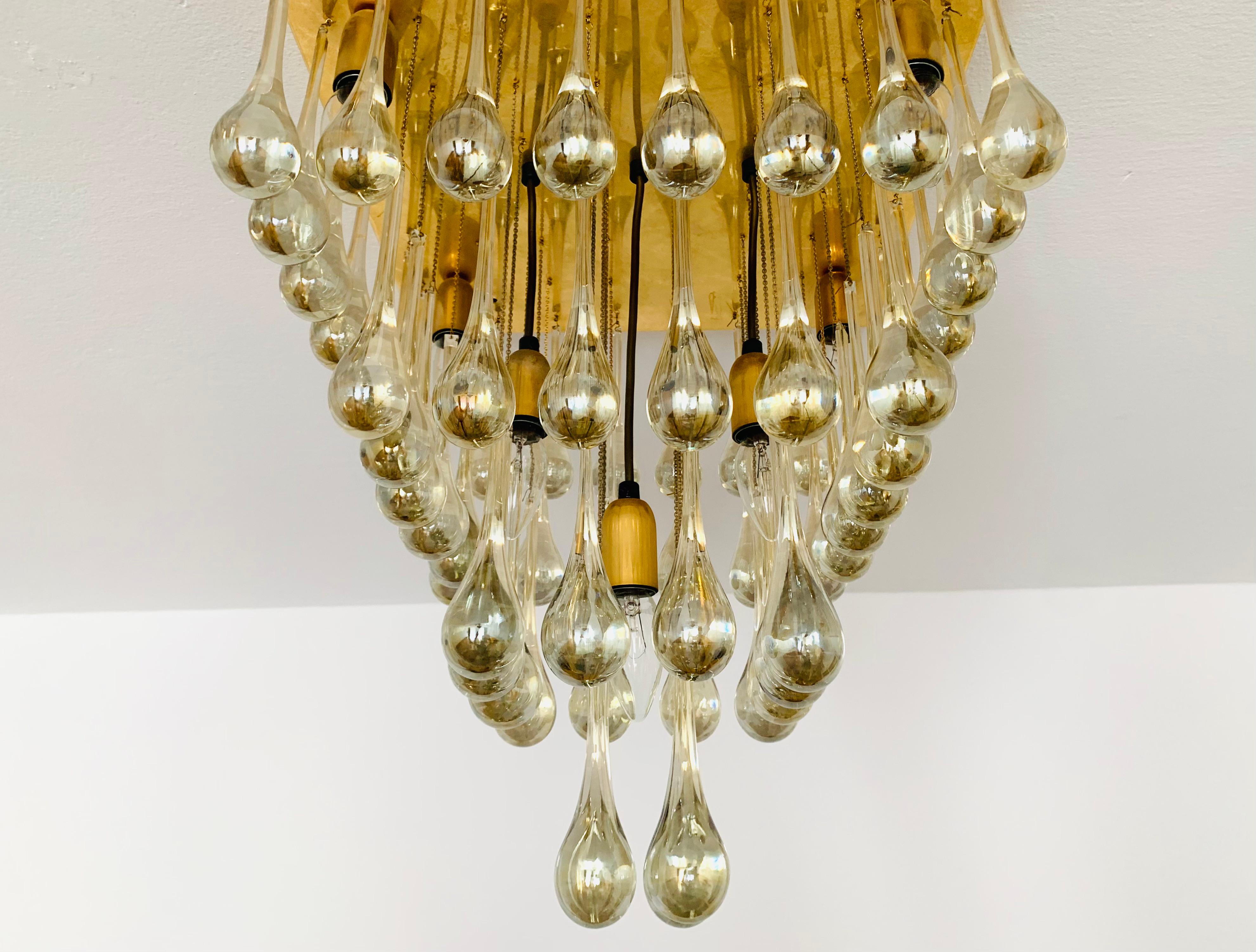 Metal Ceiling chandelier by Ernst Palme For Sale
