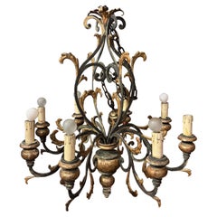 Ceiling chandelier in sheet metal and gilded wood, Italy