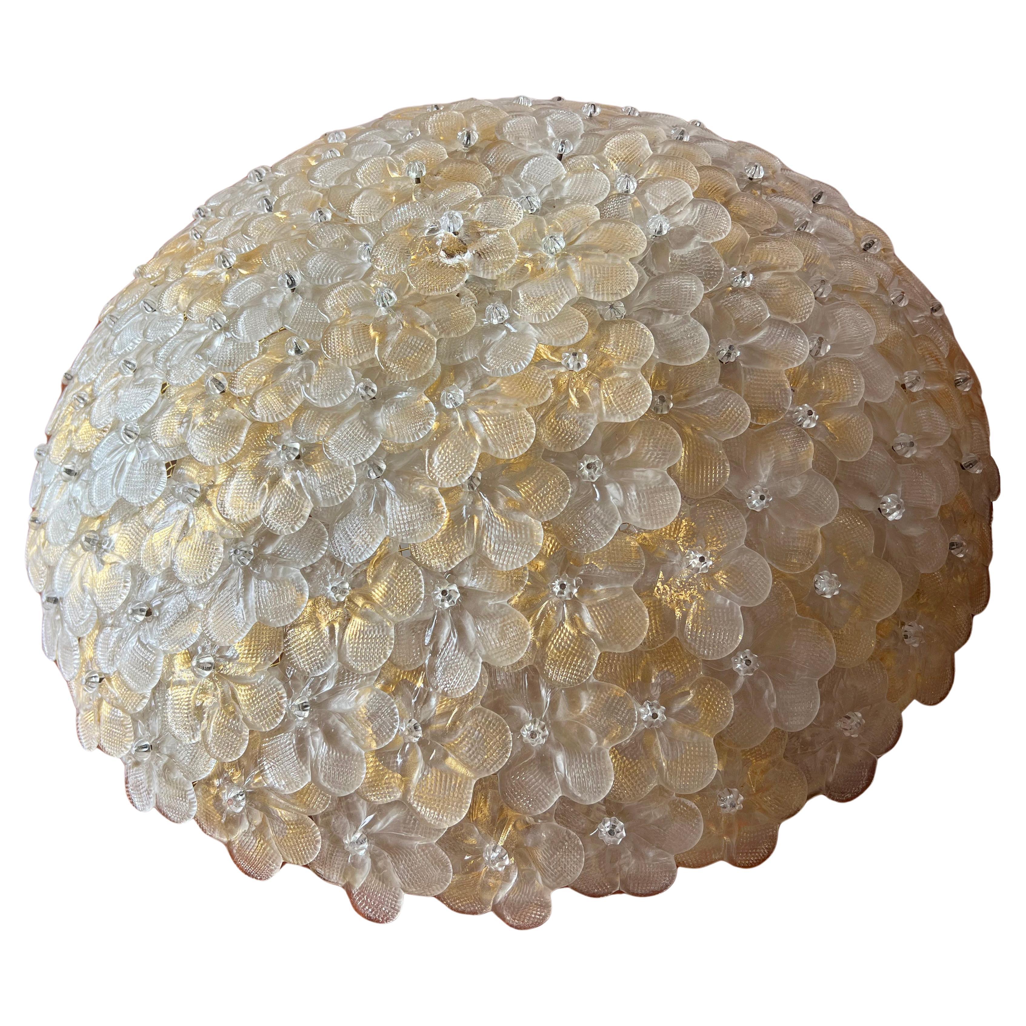 Ceiling Flower Lamp by Barovier & Toso, Murano, 1990s For Sale