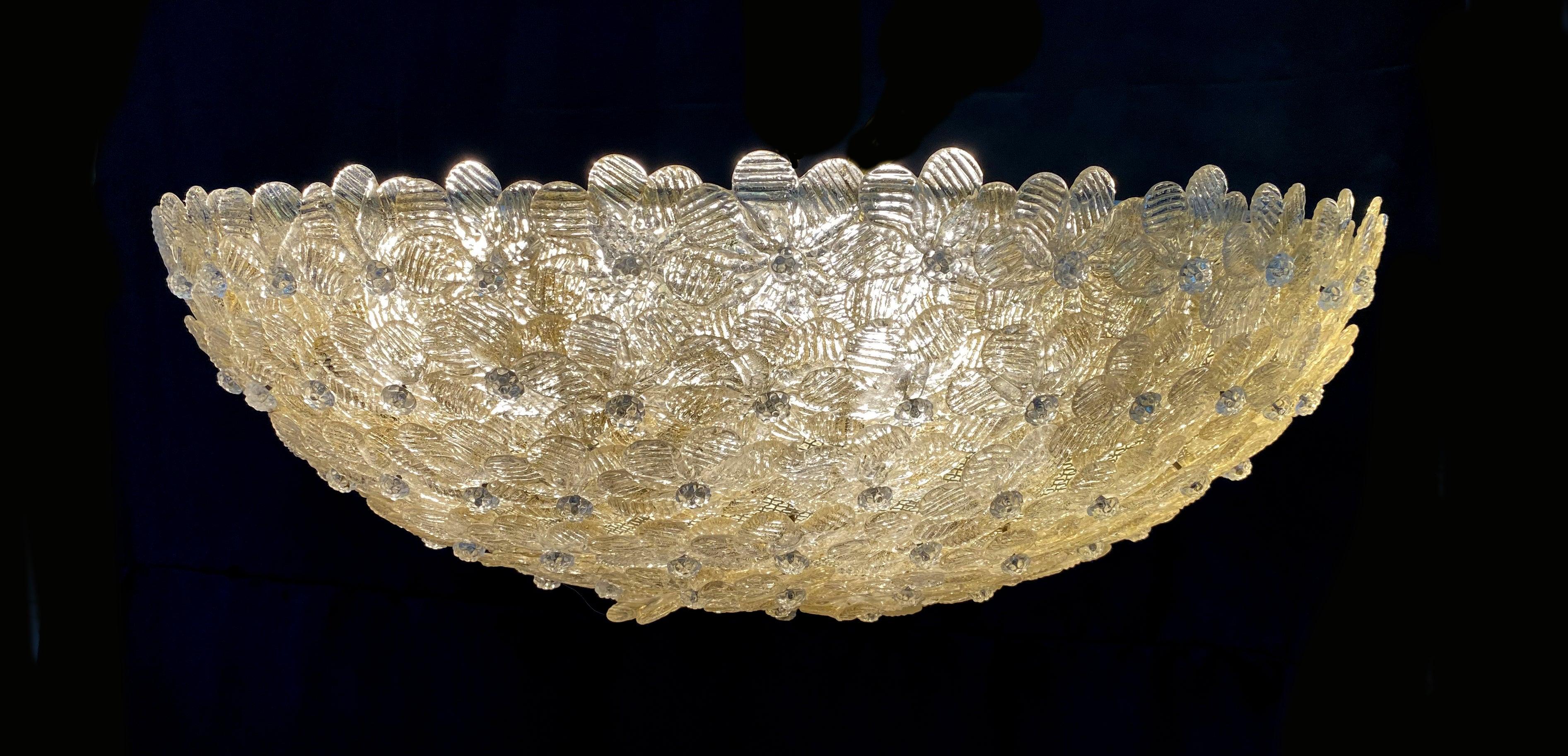 Ceiling Flower Lamp by Barovier & Toso, Murano, 1990s In Good Condition For Sale In Budapest, HU