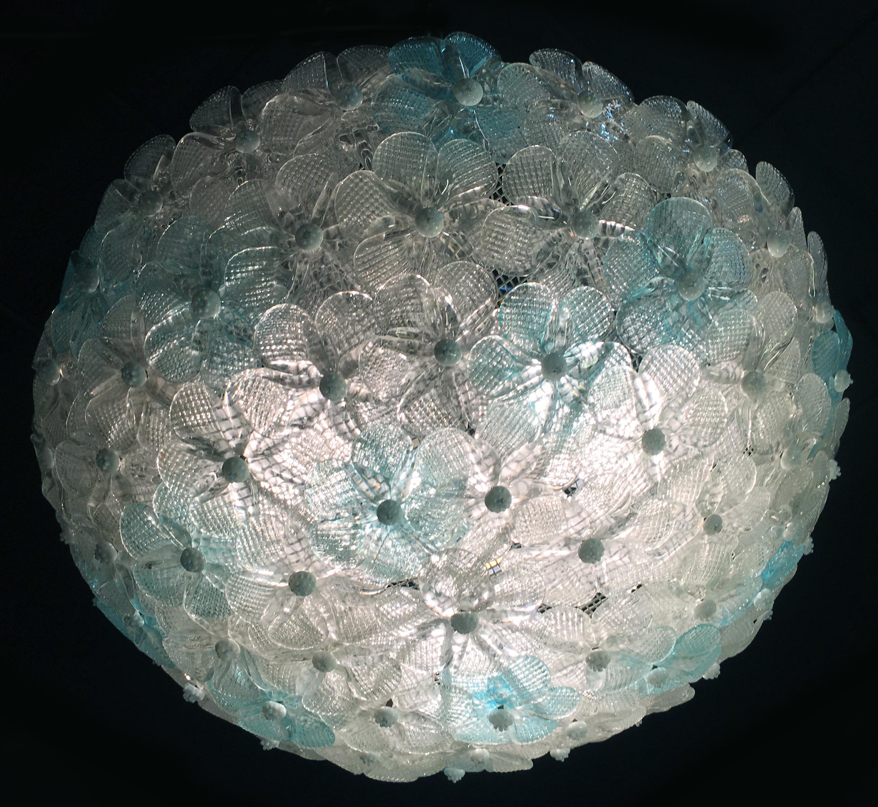 Italian Ceiling Flowers Lamp by Barovier & Toso, Murano, 1950s