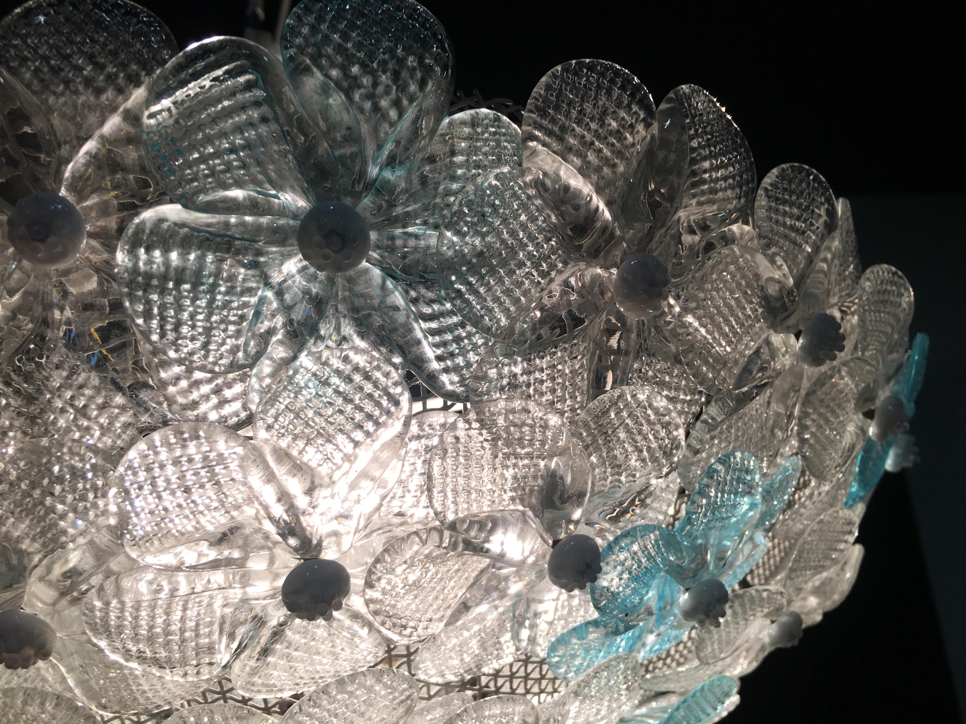 Metal Ceiling Flowers Lamp by Barovier & Toso, Murano, 1950s