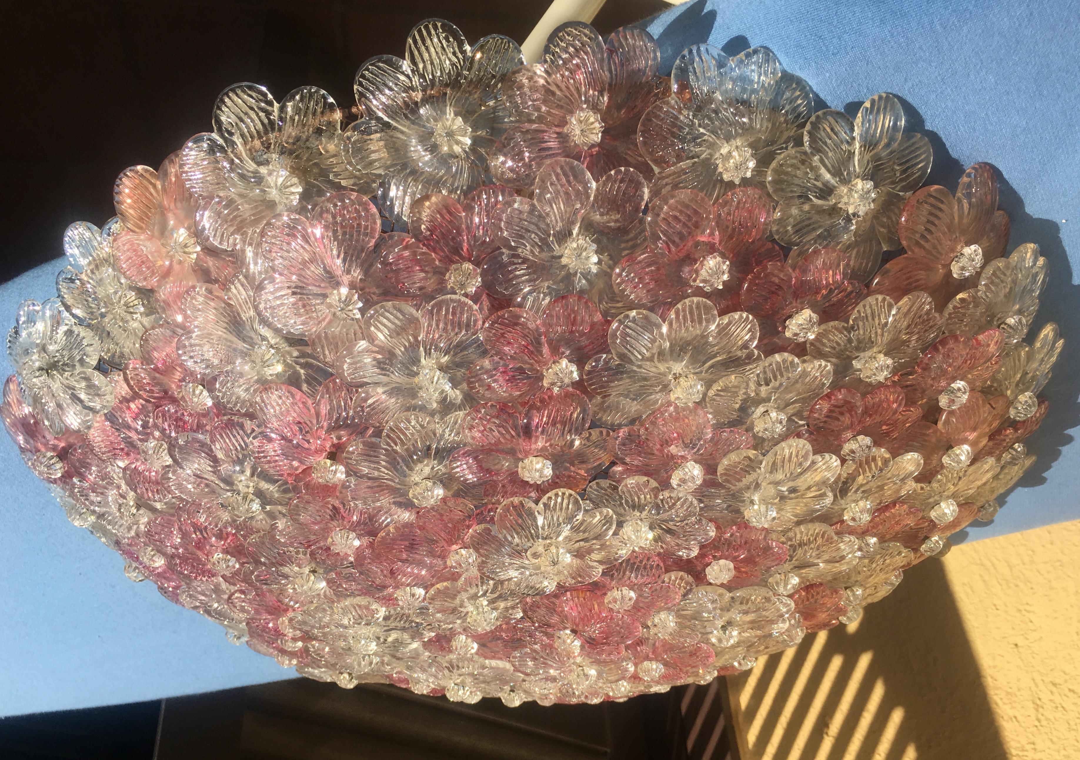 Ceiling Flowers Lamp by Barovier & Toso, Murano, 1960s In Good Condition In Budapest, HU