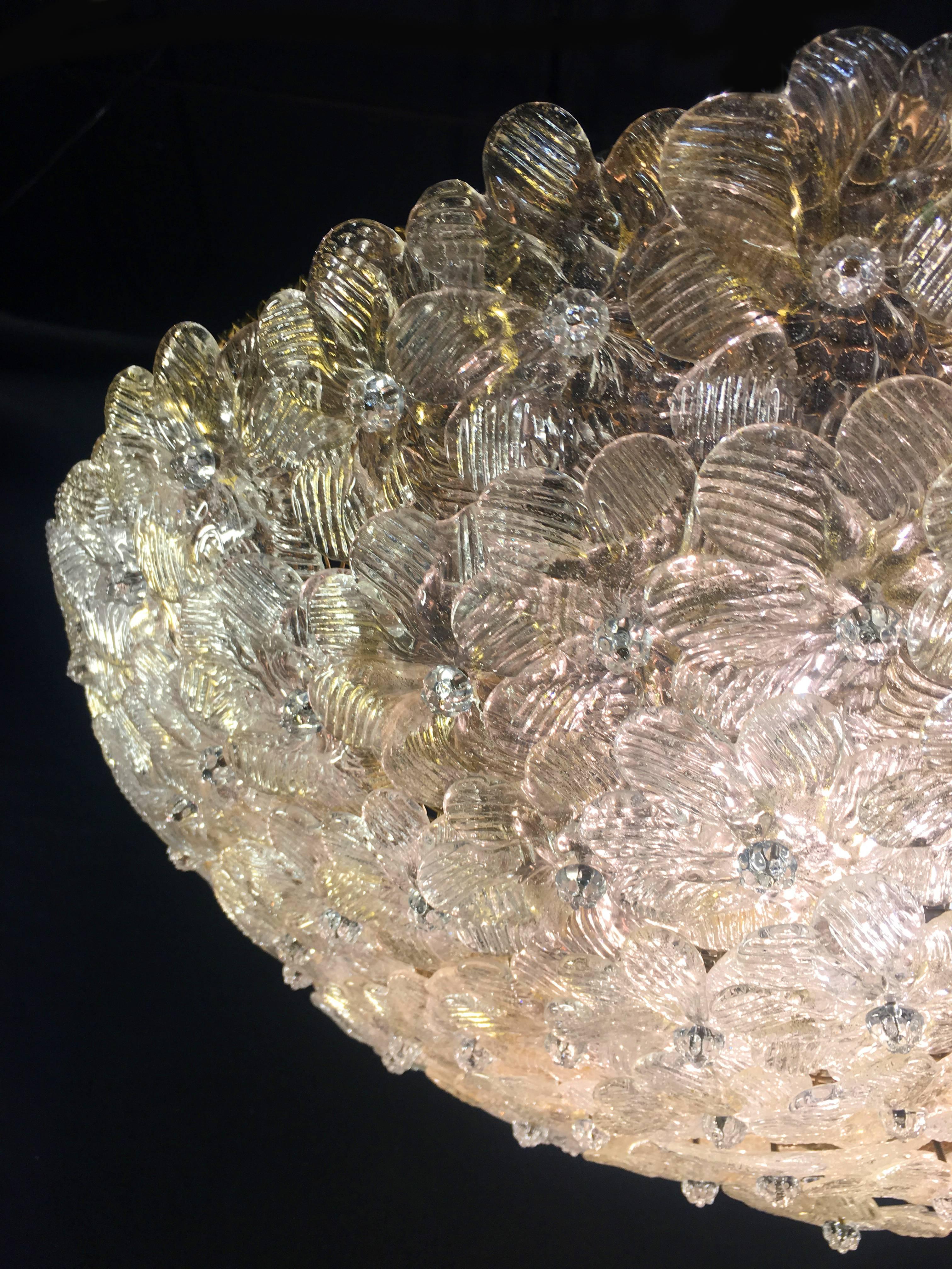 Lampe à fleurs de plafond par Barovier & Toso:: Murano:: 1980 en vente 5