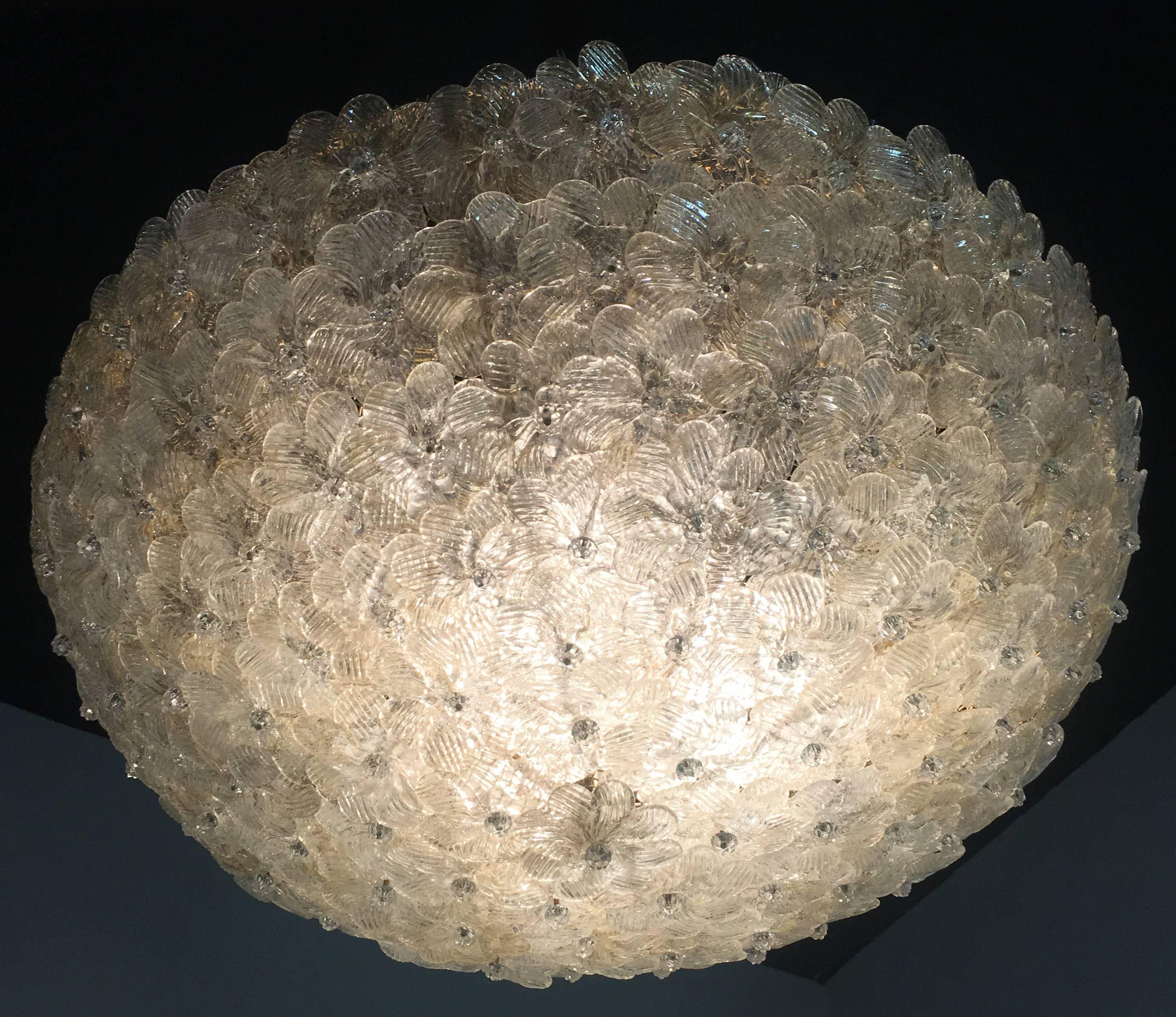 Lampe à fleurs de plafond par Barovier & Toso:: Murano:: 1980 en vente 6