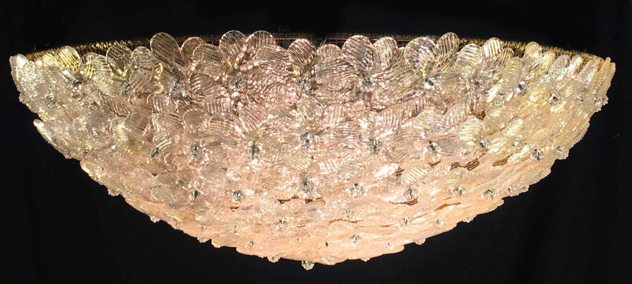 Lampe à fleurs de plafond par Barovier & Toso:: Murano:: 1980 en vente 1