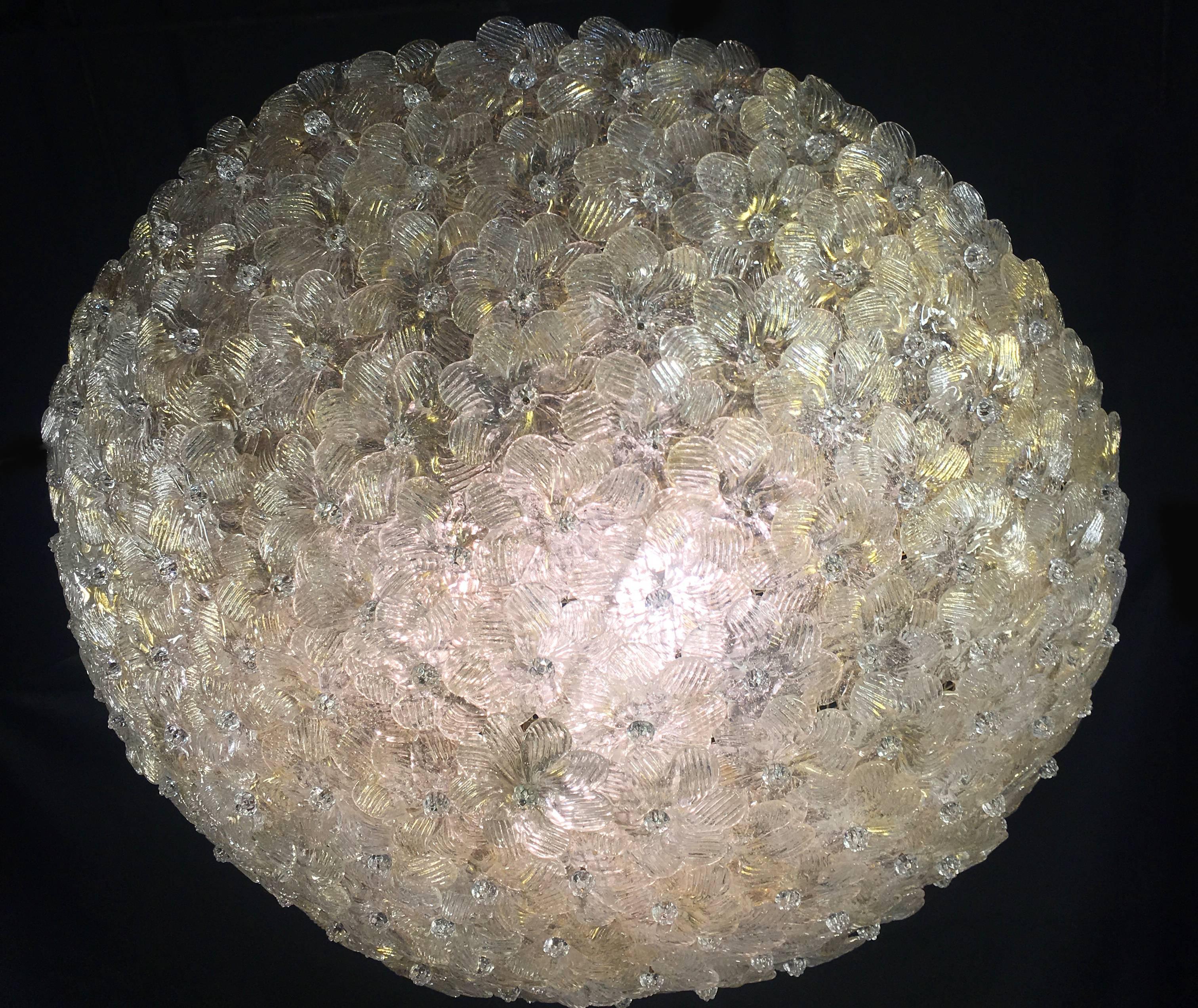 Lampe à fleurs de plafond par Barovier & Toso:: Murano:: 1980 en vente 2