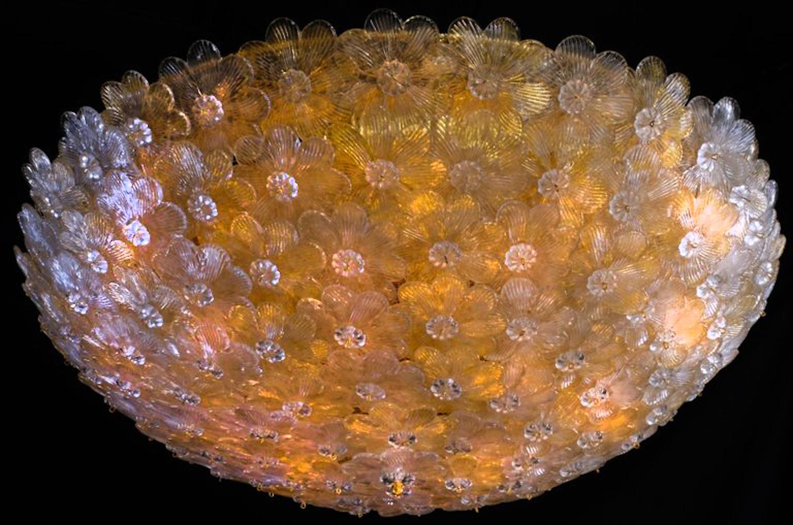 Lámpara de techo Flores de Barovier & Toso, Murano, años 1990 en Excelente Estado en Budapest, HU