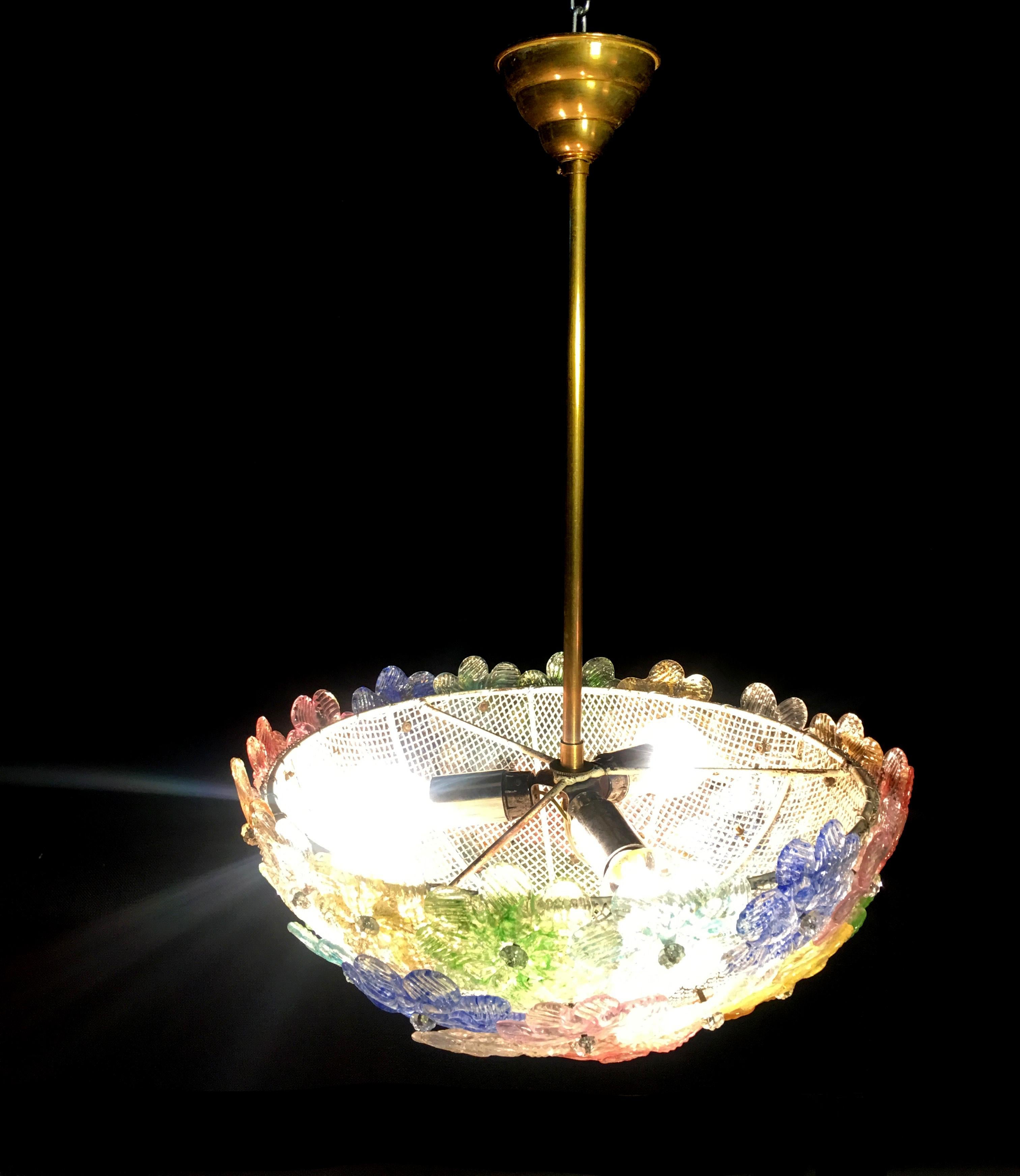 Ceiling Flowers Lamp by Seguso, Murano, 1980s In Good Condition In Budapest, HU