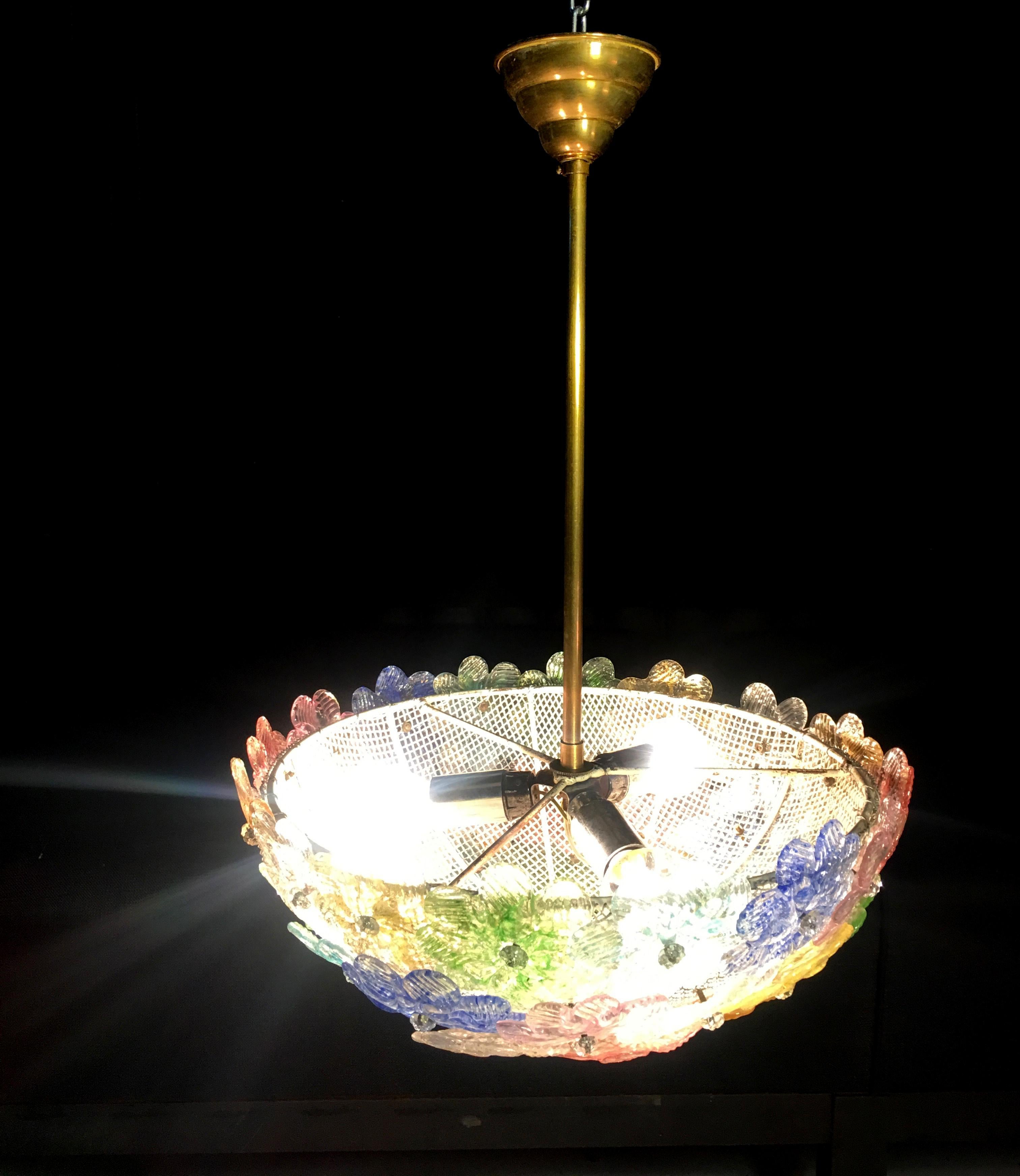 Ceiling Flowers Lamp by Seguso, Murano, 1980s 3