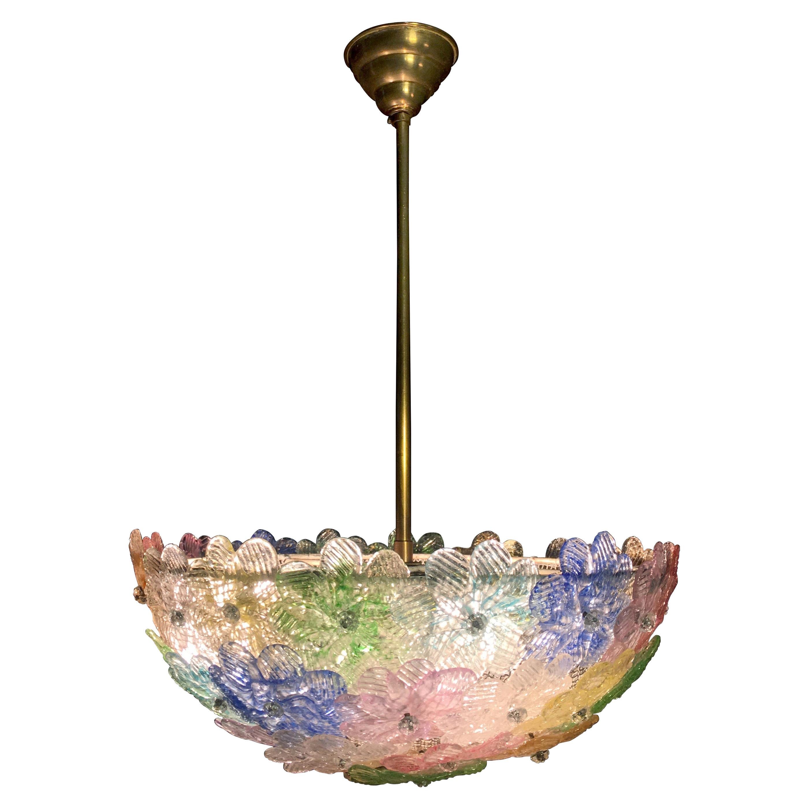 Ceiling Flowers Lamp by Seguso, Murano, 1980s