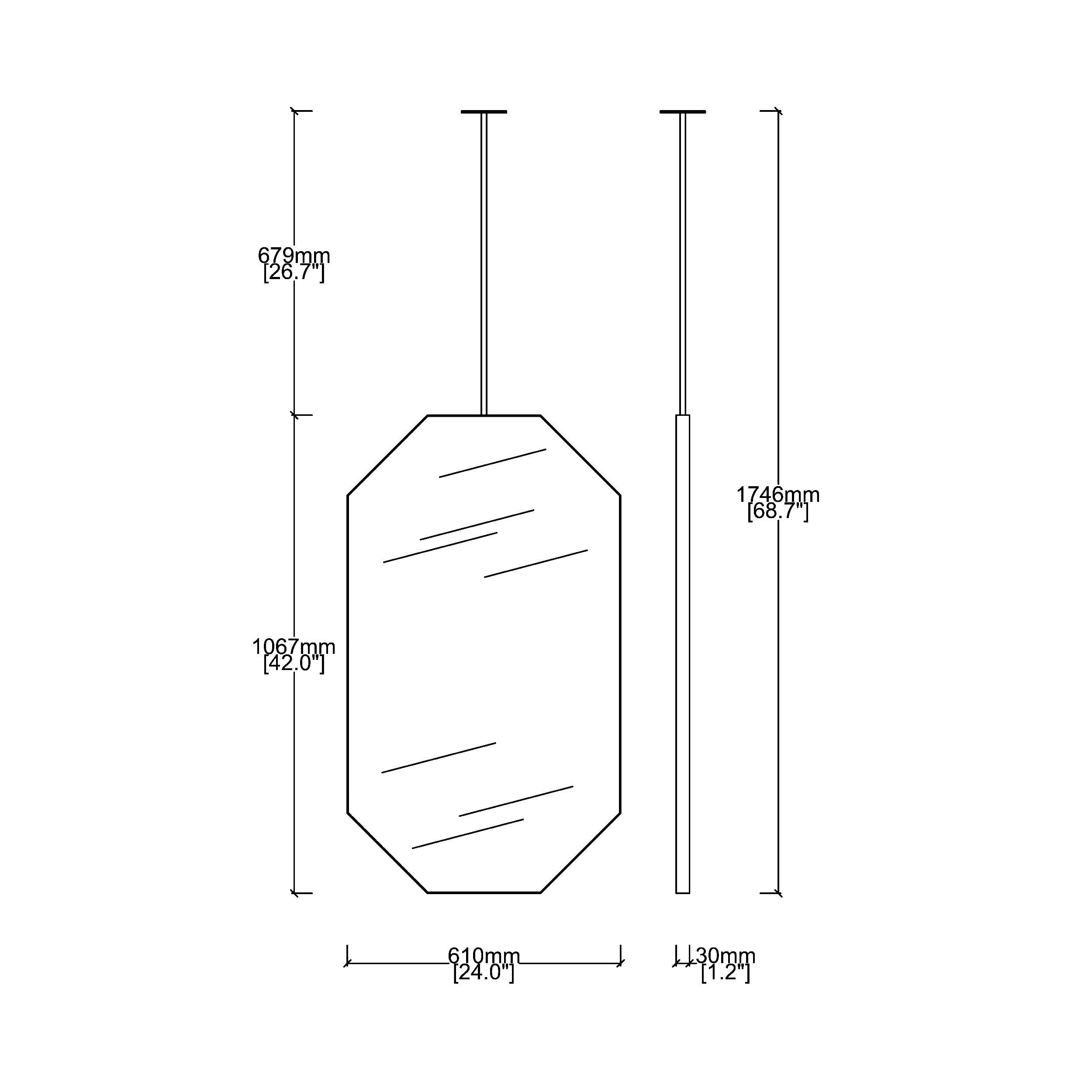 Miroir octogonal suspendu au plafond avec cadre nickelé en vente 4