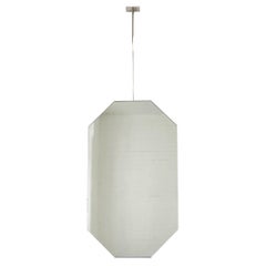 Espejo octogonal suspendido del techo con marco niquelado