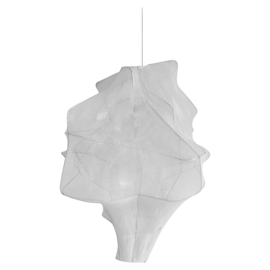 Plafonnier blanc contemporain 02, Oliver & Frederik, tricot et acier, lampe LED