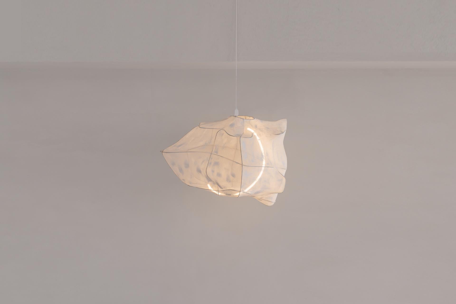 Plafonnier blanc contemporain 01, Oliver & Frederik, tricot et acier, lampe LED Neuf - En vente à Barcelona, ES