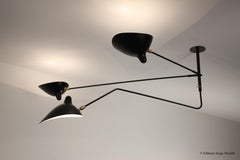Ceiling Lamp 2 Still Arms and 1 Rotating Curved by Serge Mouille