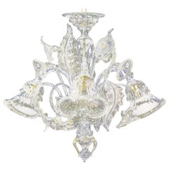Artistic Ceiling Lamp 3 arms Murano glass Crystal Gold Details by Multiforme