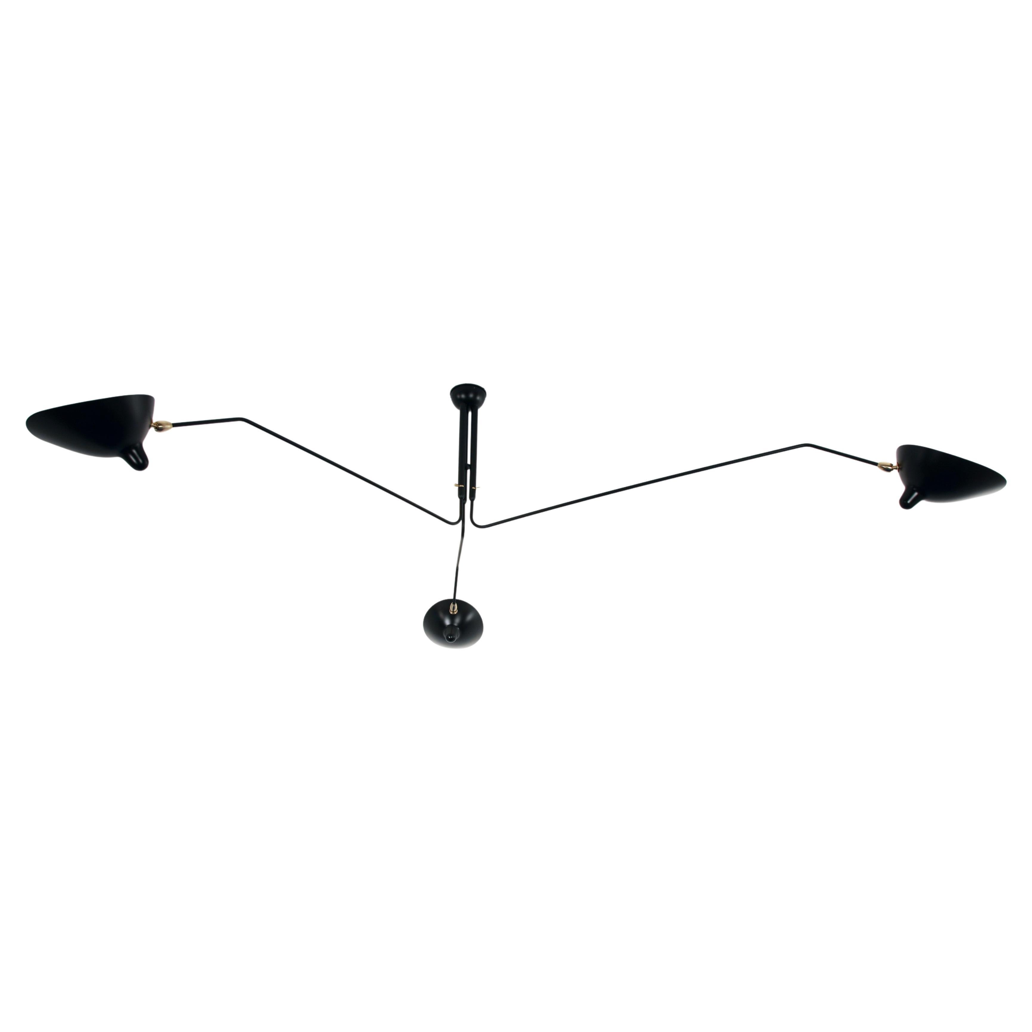Serge Mouille Mid-Century Modern White Three Rotating Arms Ceiling 