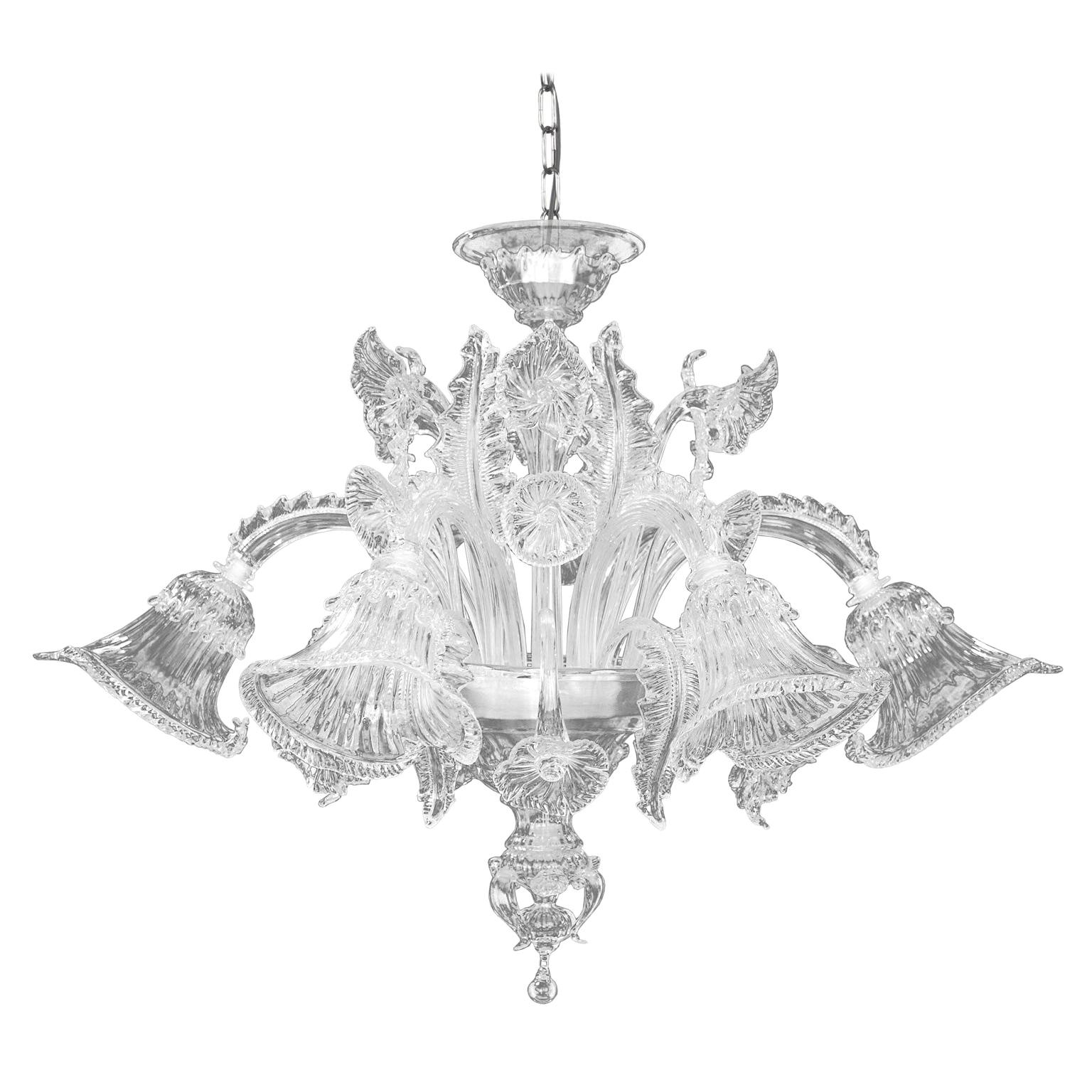 Plafonnier artistique à 6 bras en cristal de Murano et verre par Multiforme