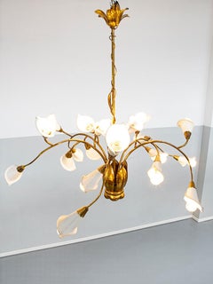 1950s Italian Midcentury Brass and Metal Ceiling Lamp, Attribute Angelo Lelii