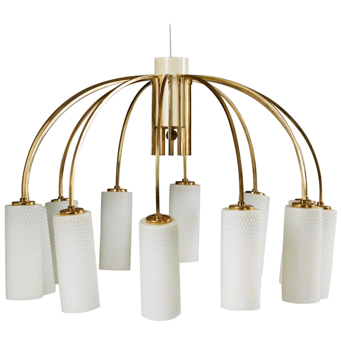 Ceiling Lamp Anonymous, Brass and Glass, Denmark, 1960s