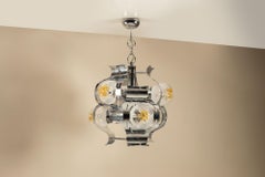 Ceiling Lamp attr. to Mazzega in Chrome and Glass, Italy 1970s